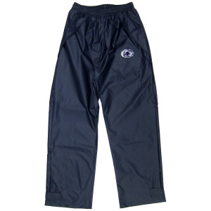 men's navy New Englander waterproof rain pants with Penn State Athletic Logo on left thigh